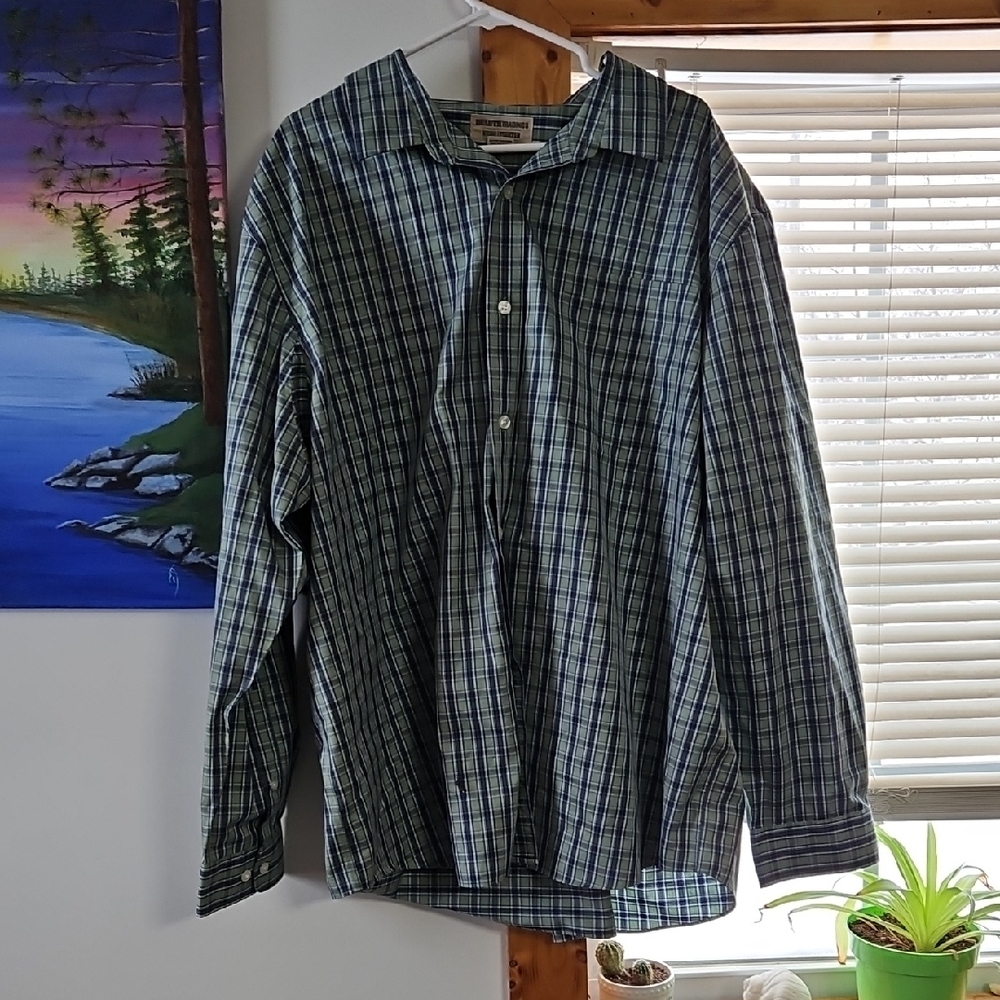 Duluth Trading Co Green and Blue Plaid Shirt